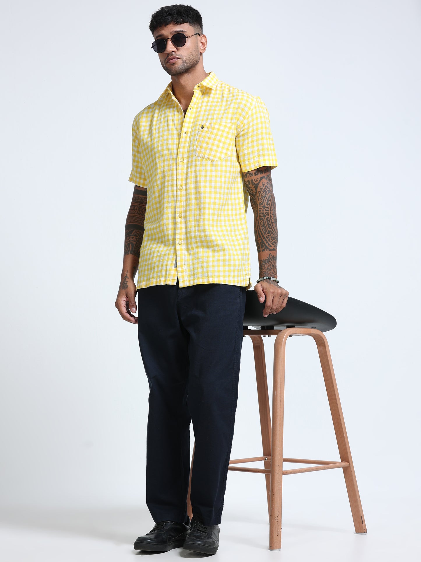 Lemon Zest Check Half Sleeve Shirt