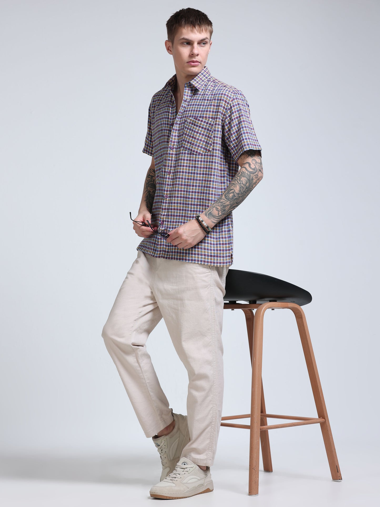 Blue Ember Check Half Sleeve Shirt