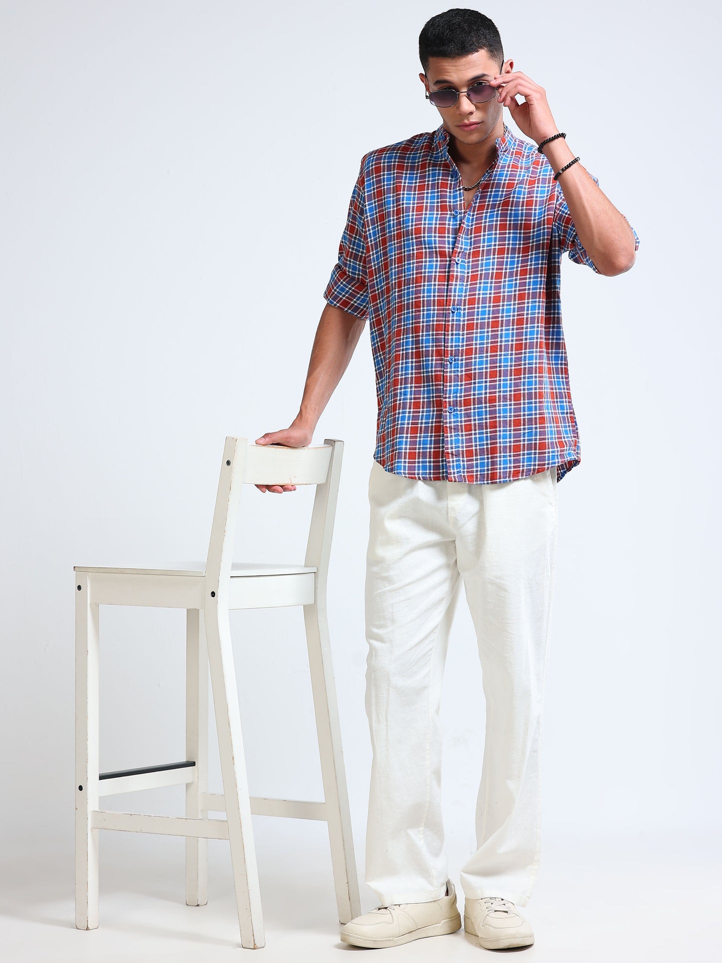 Heritage Trail Check Chinese Collar Shirt