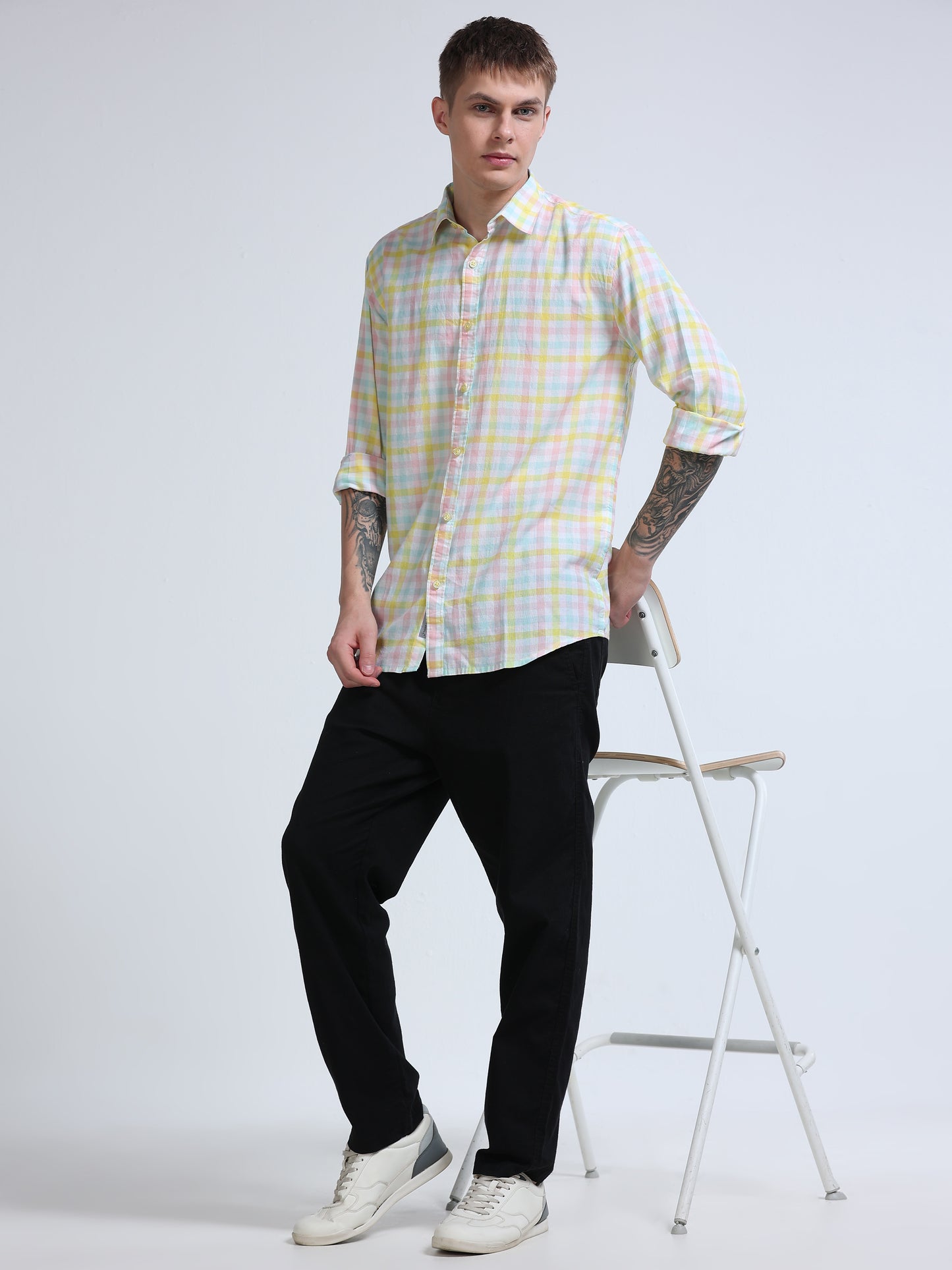 Men Lemon Tide Check Shirt