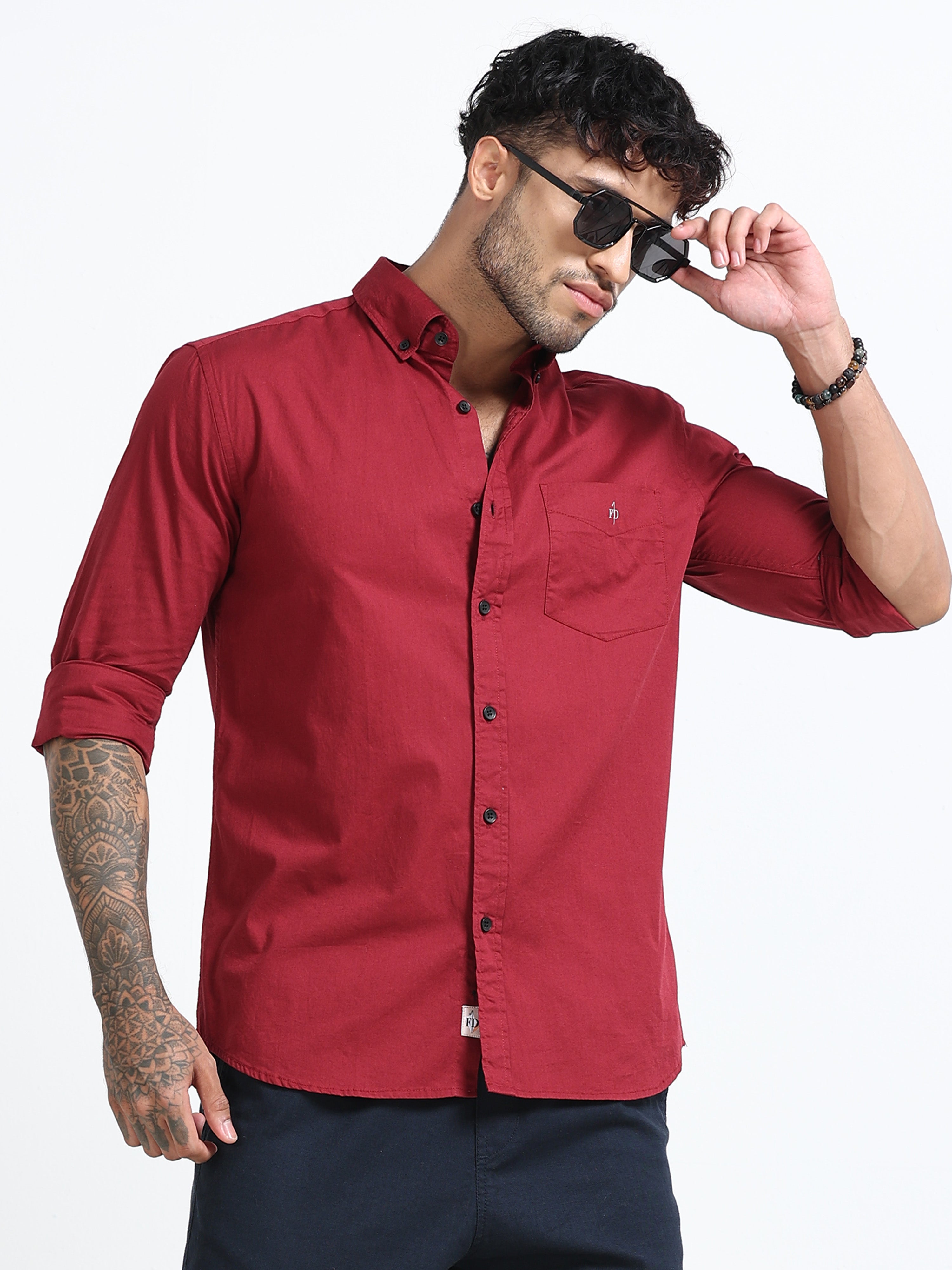 Royal Maroon Solid Shirt