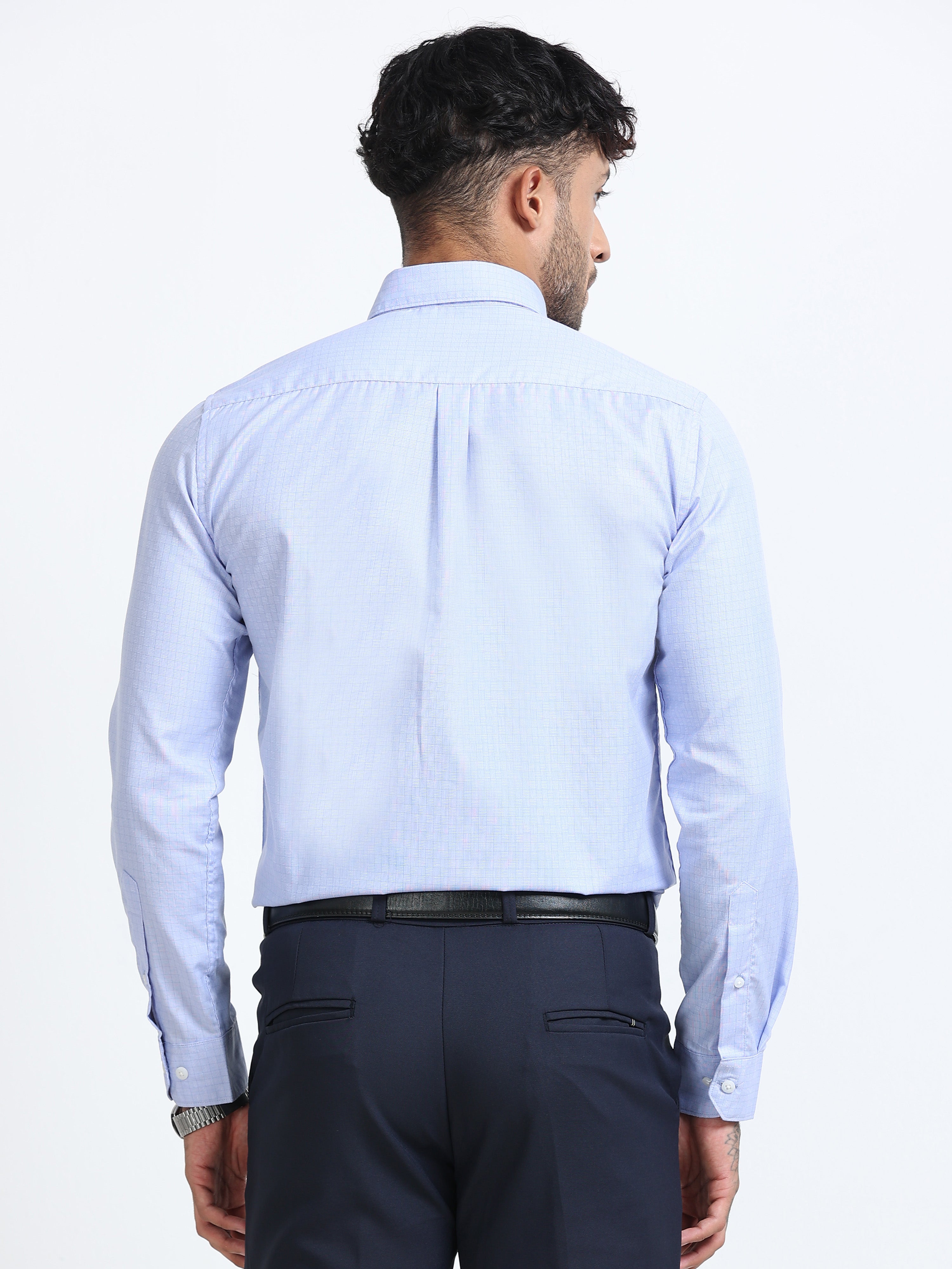 Ice Blue Micro-Check Shirt