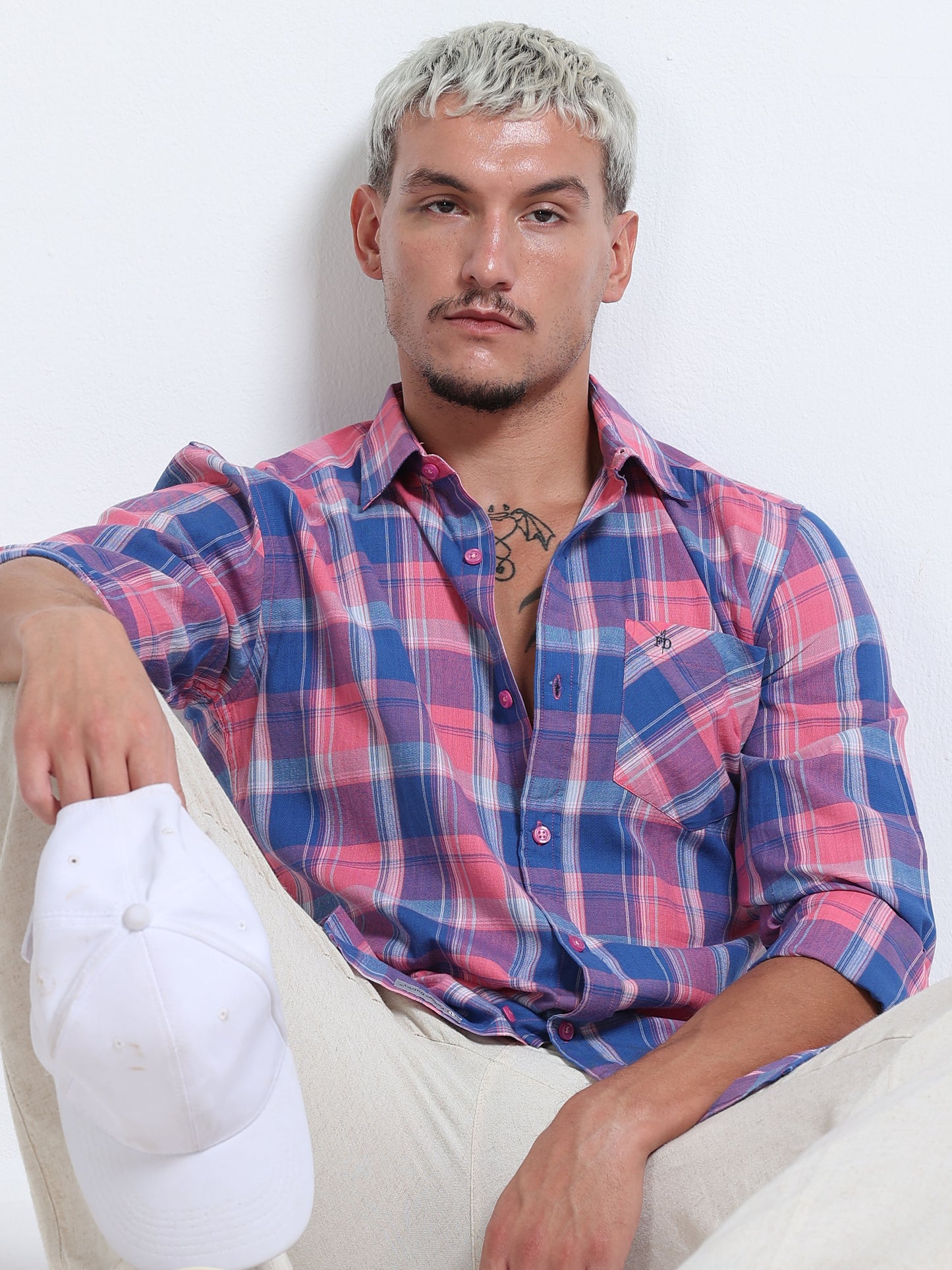 Men Lavendar Coast Check Shirt