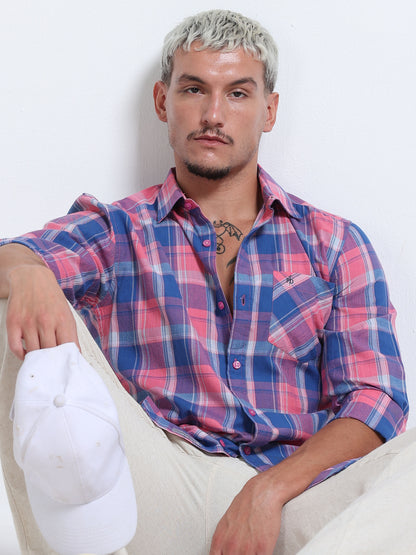 Men Lavendar Coast Check Shirt