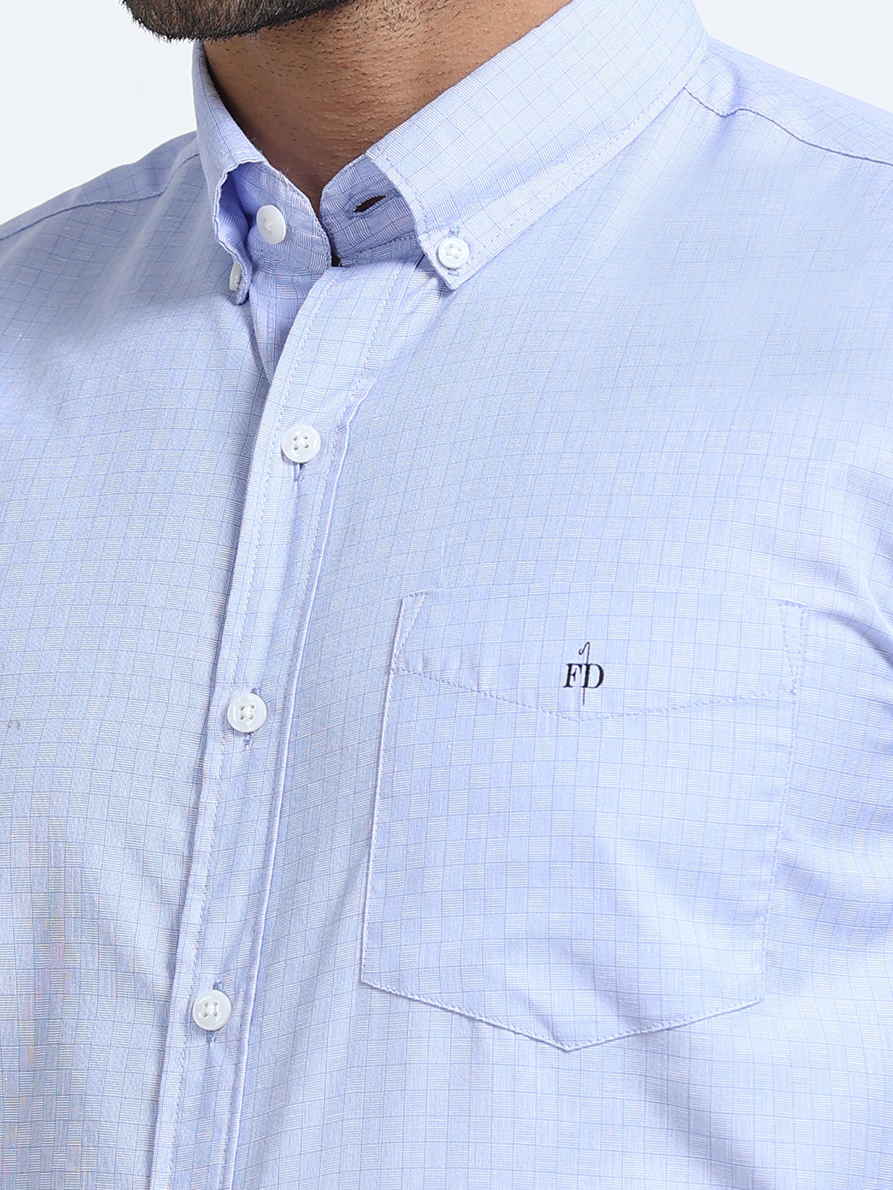 Ice Blue Micro-Check Shirt