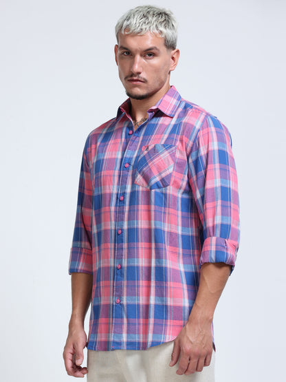 Men Lavendar Coast Check Shirt