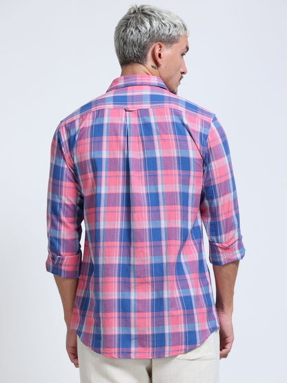 Men Lavendar Coast Check Shirt