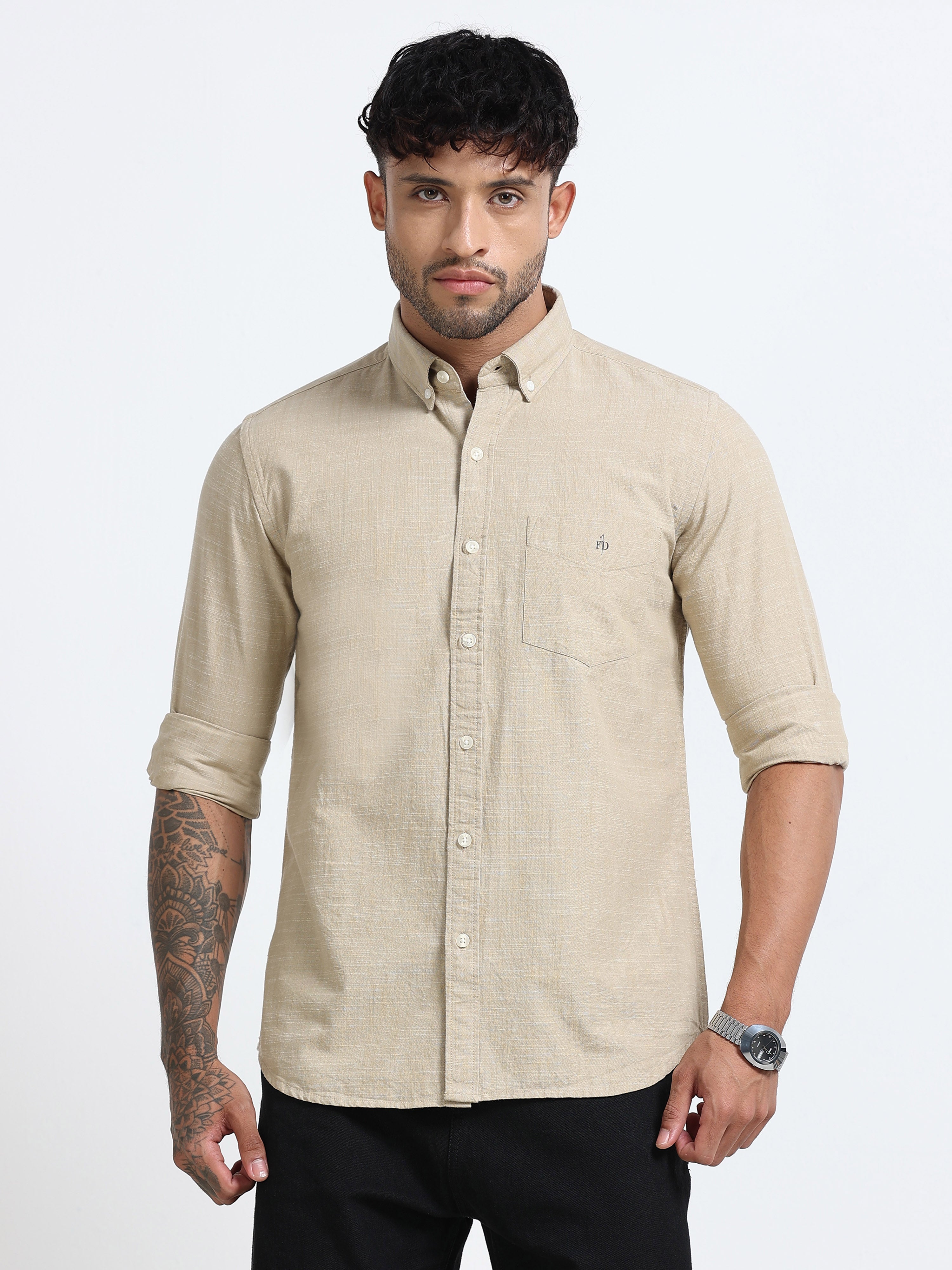 Beige Stone Pane Shirt