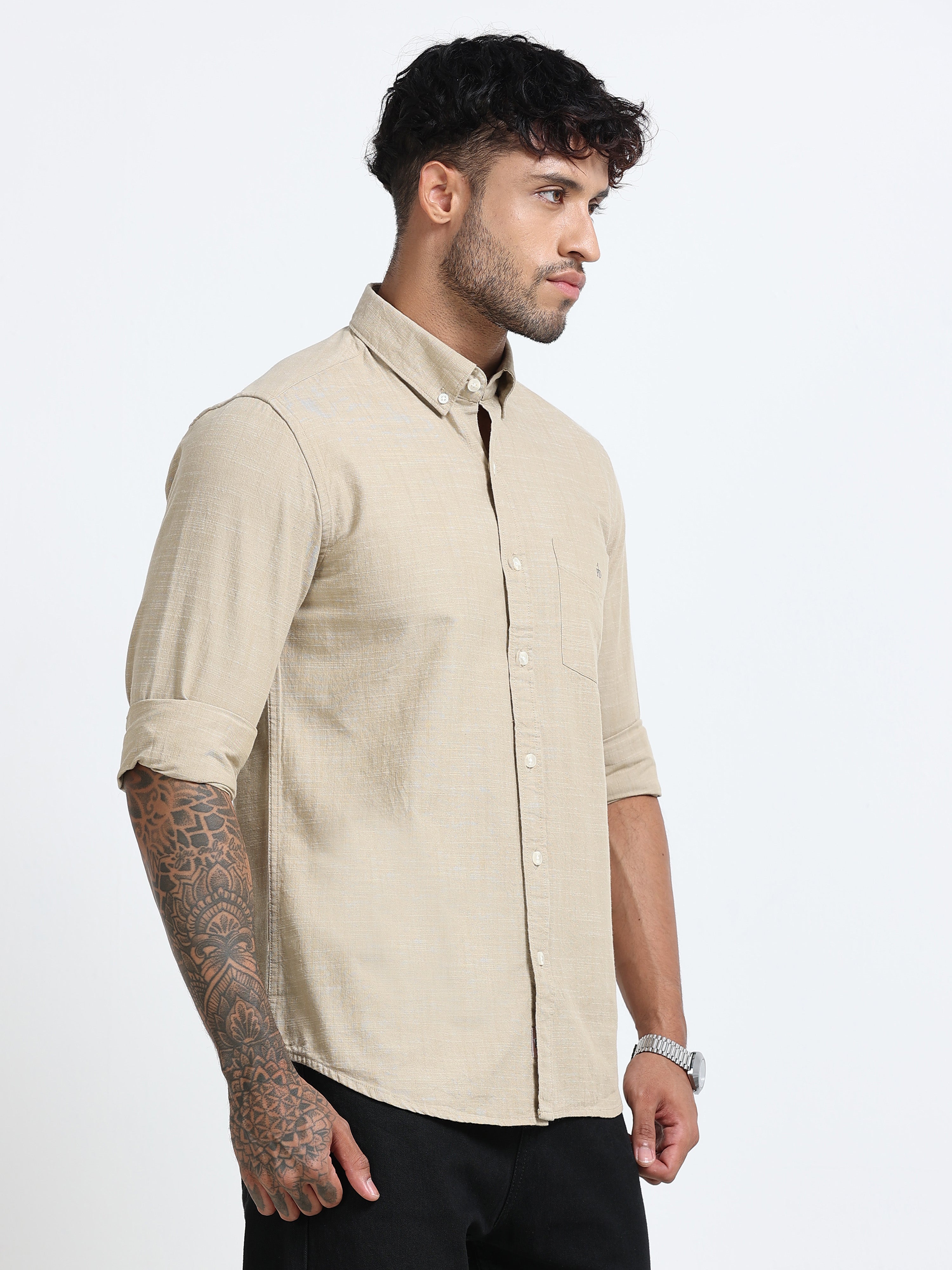 Beige Stone Pane Shirt
