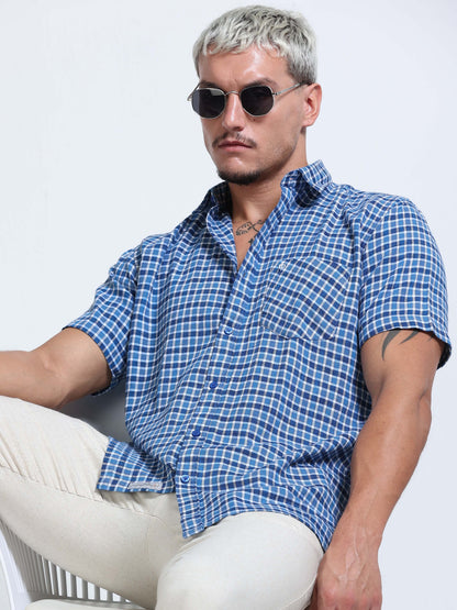 Blue Imperial Check Half Sleeve Shirt