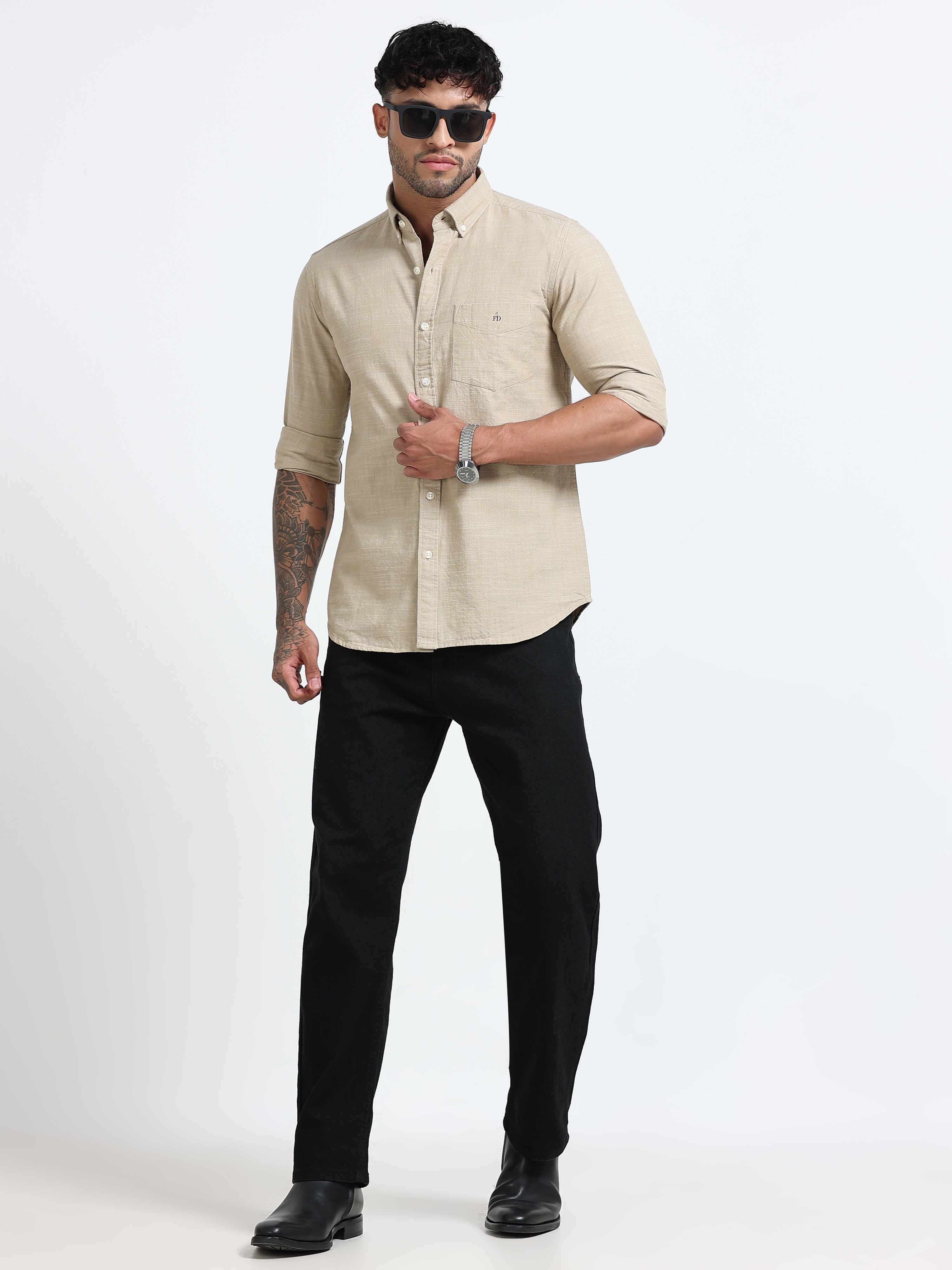 Beige Stone Pane Shirt