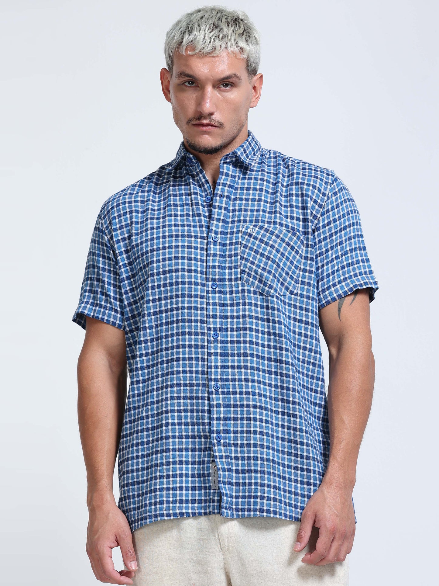 Blue Imperial Check Half Sleeve Shirt