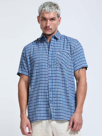 Blue Imperial Check Half Sleeve Shirt