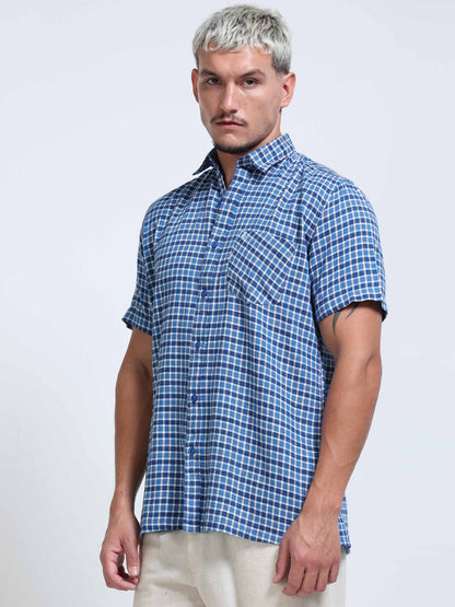 Blue Imperial Check Half Sleeve Shirt