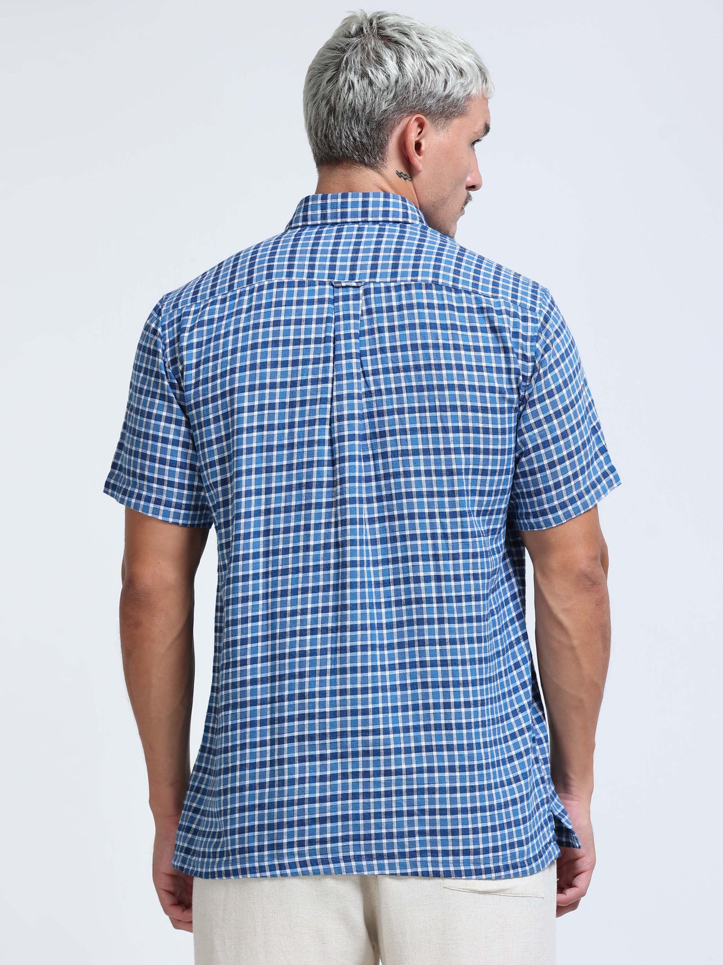 Blue Imperial Check Half Sleeve Shirt
