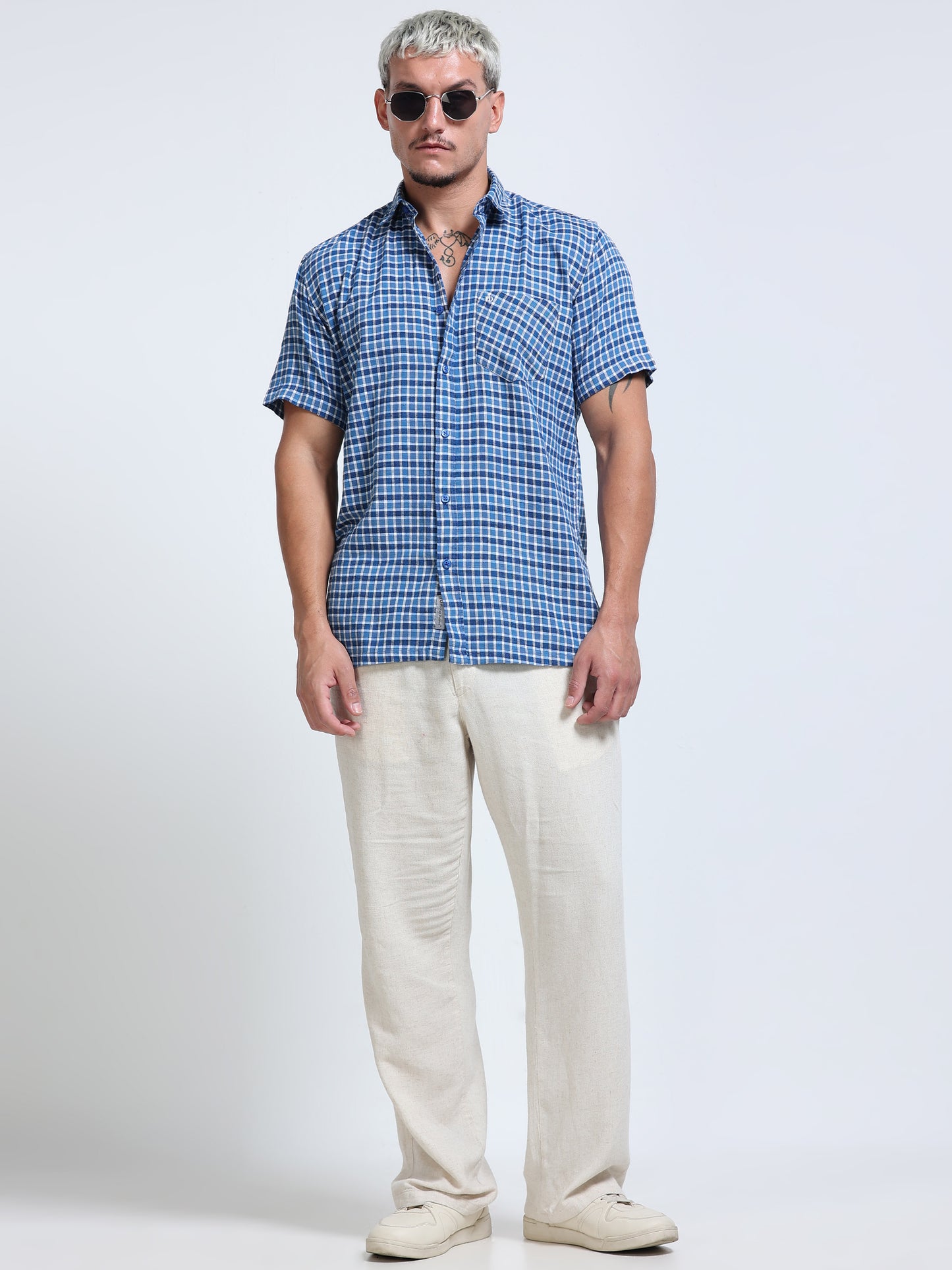 Blue Imperial Check Half Sleeve Shirt