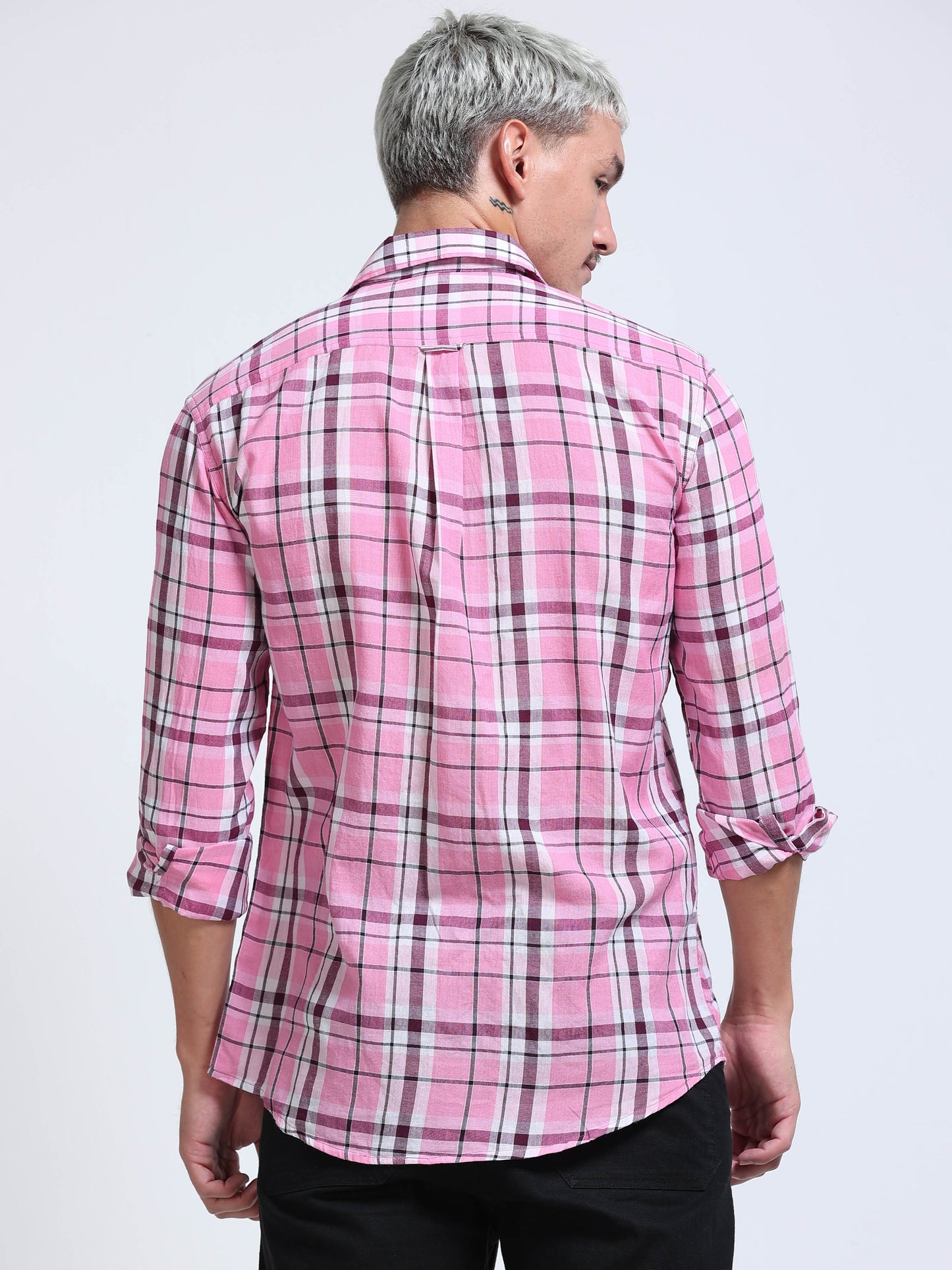 Pink Horizon Check Double Pocket Shirt