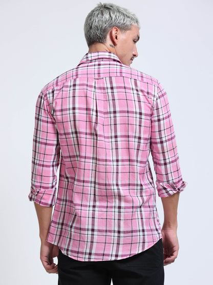 Pink Horizon Check Double Pocket Shirt