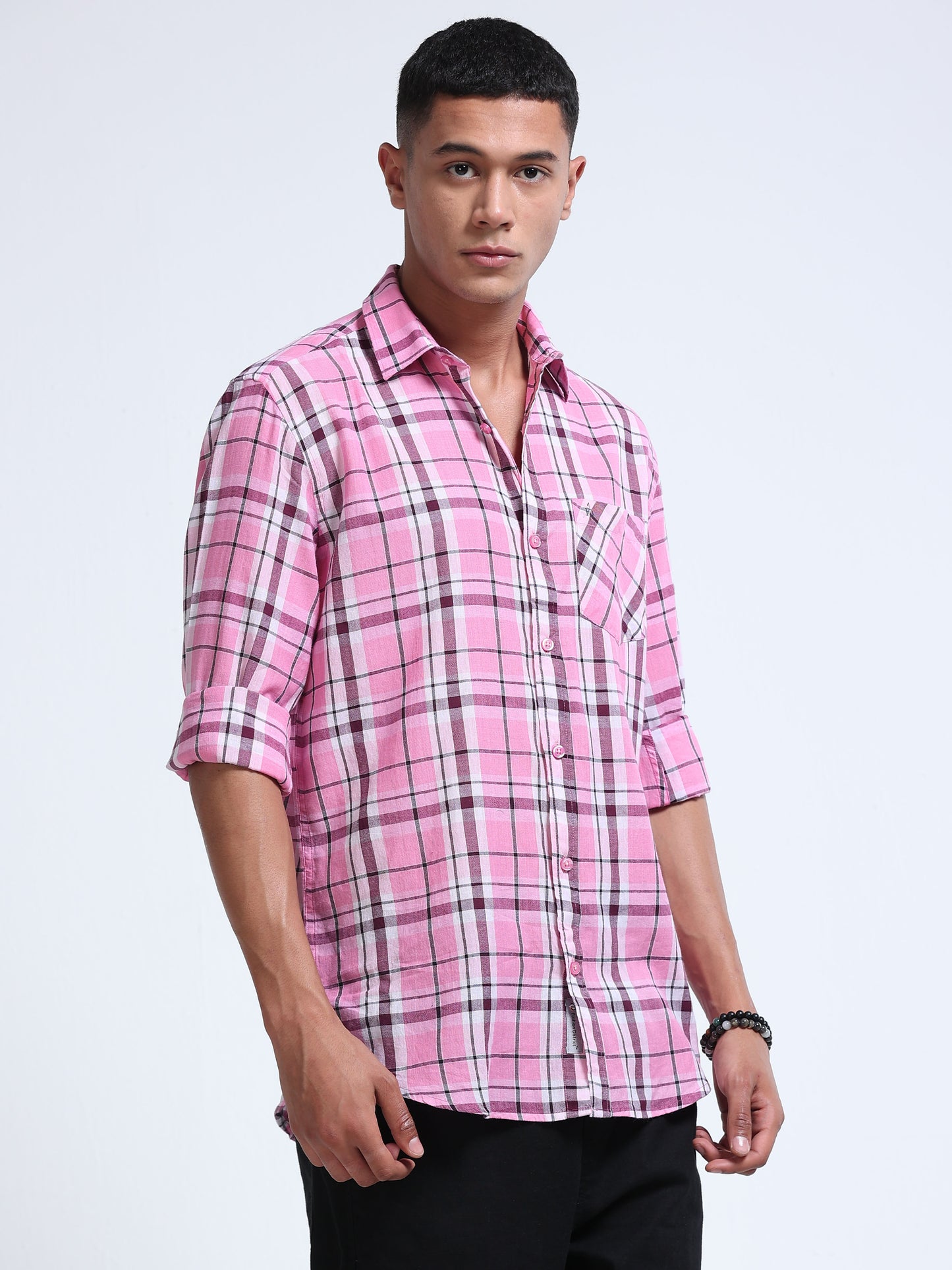 Men Pink Horizon Check Shirt