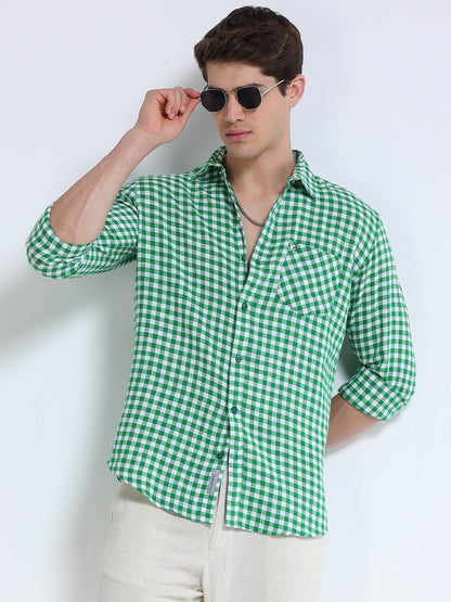 Men Green Monarch Check Shirt