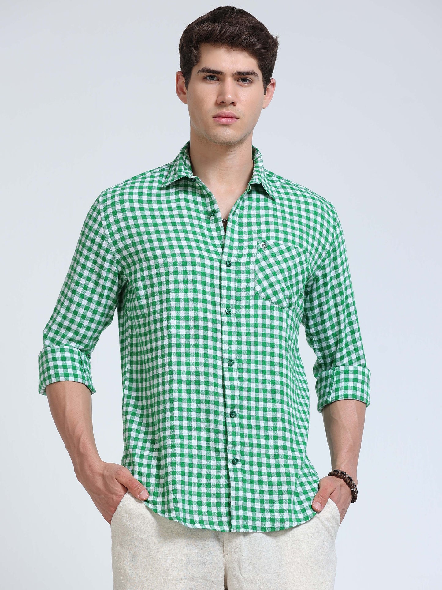 Men Green Monarch Check Shirt