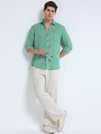 Men Green Monarch Check Shirt