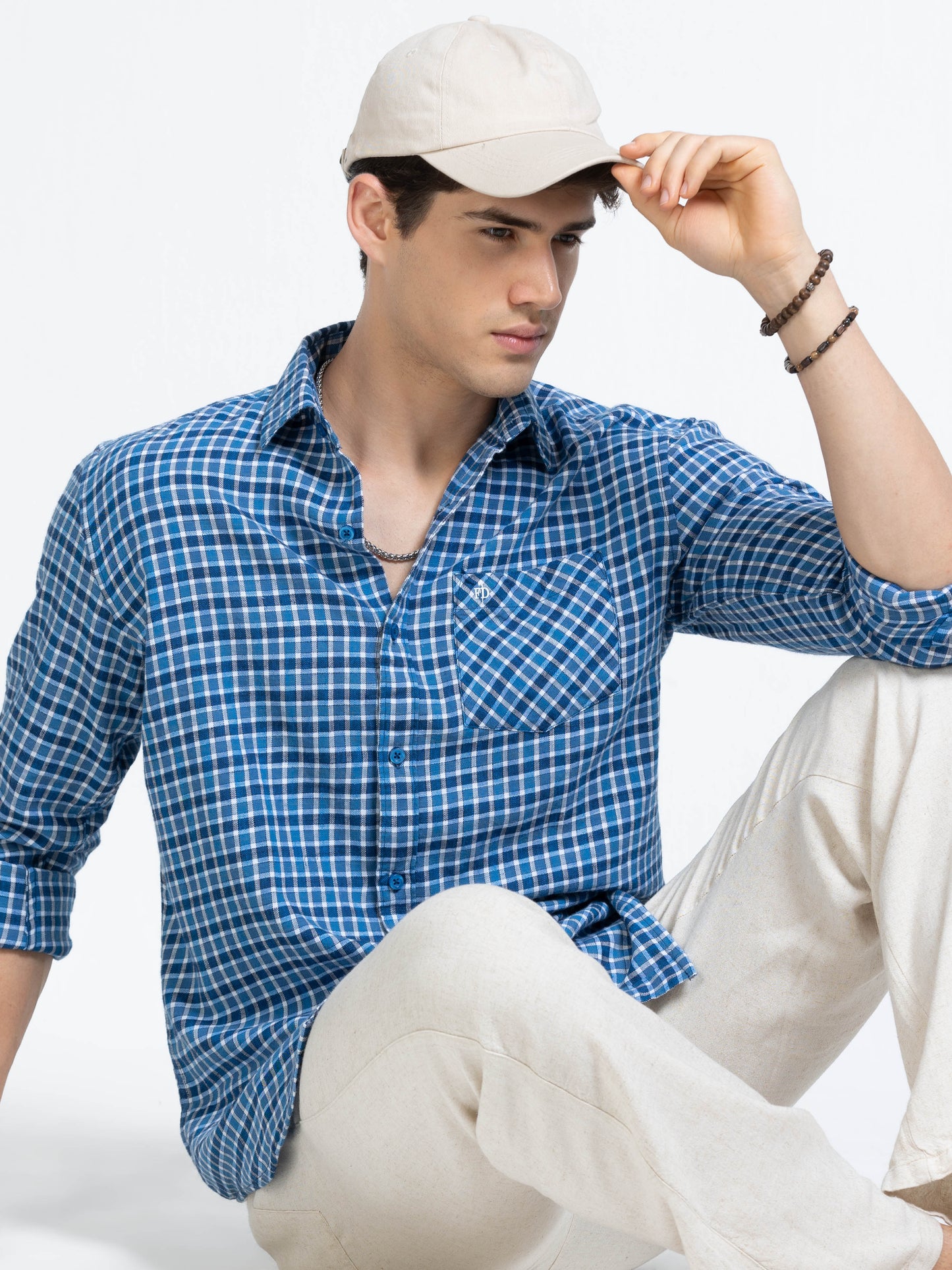 Men Blue Imperial Check Shirt