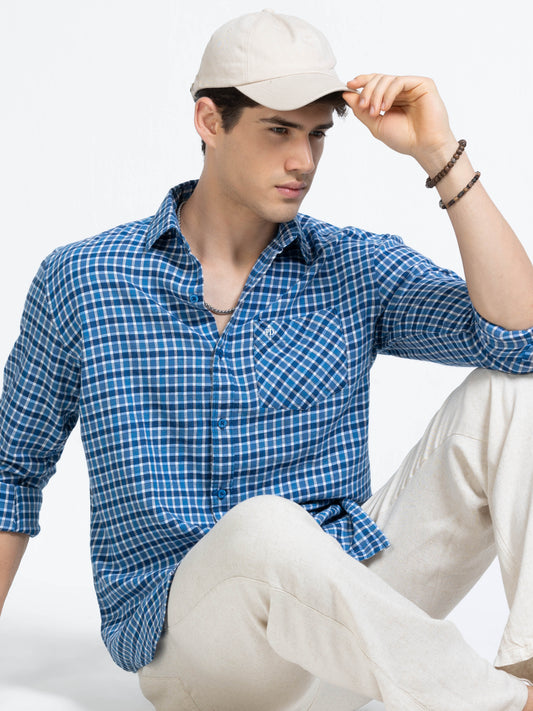 Men Blue Imperial Check Shirt