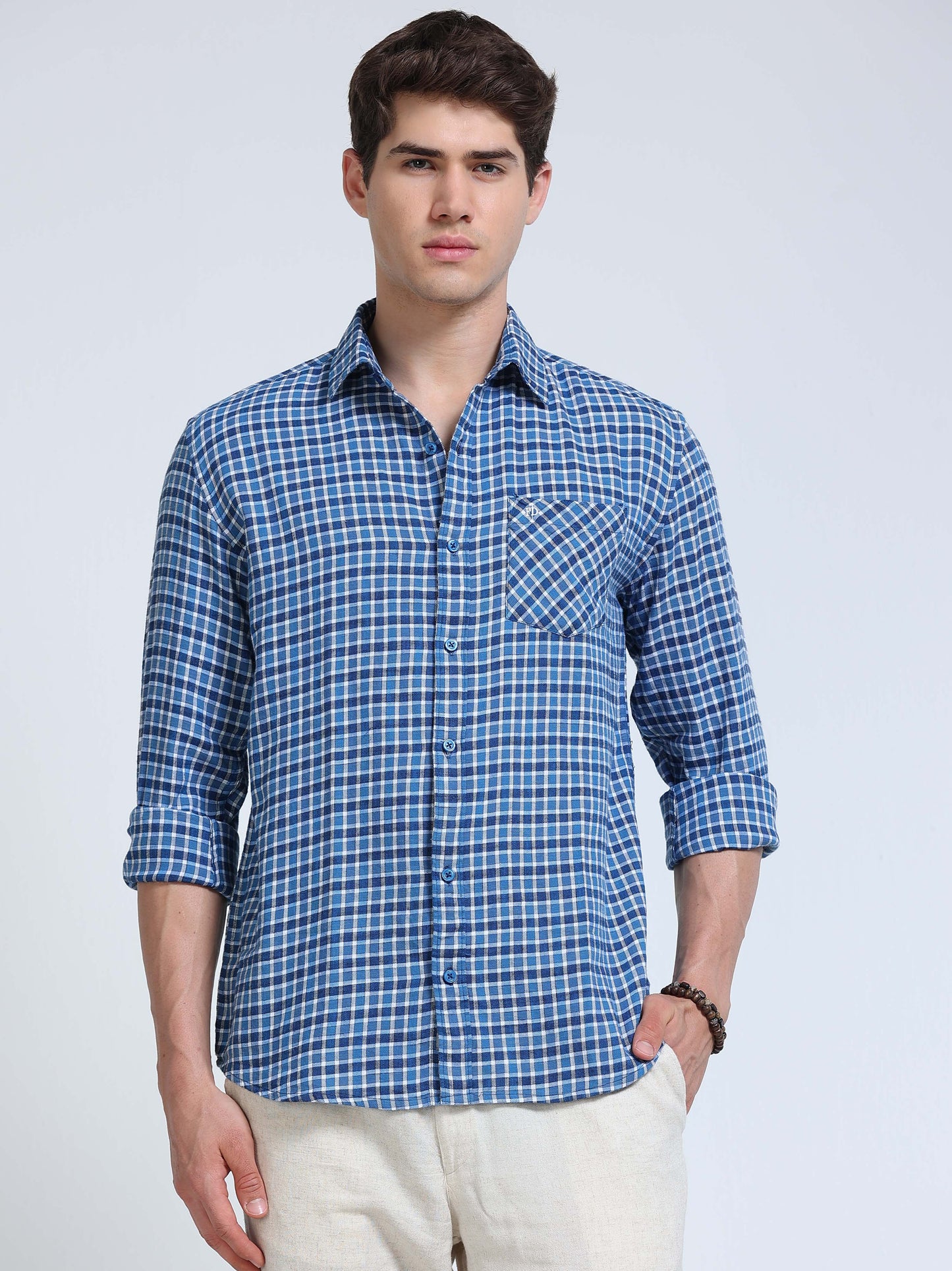 Men Blue Imperial Check Shirt
