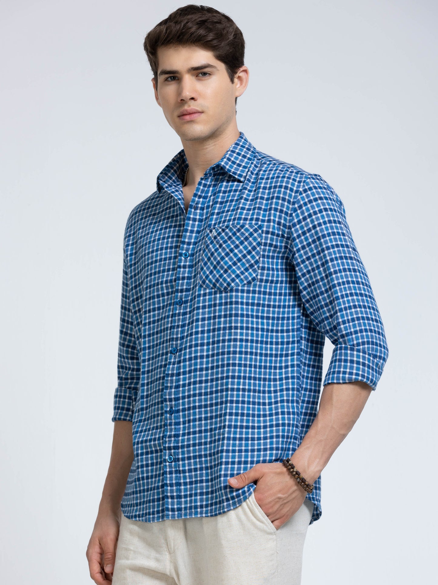 Men Blue Imperial Check Shirt