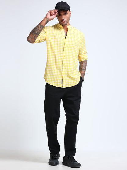 Lemon Zest Check Chinese Collar Shirt