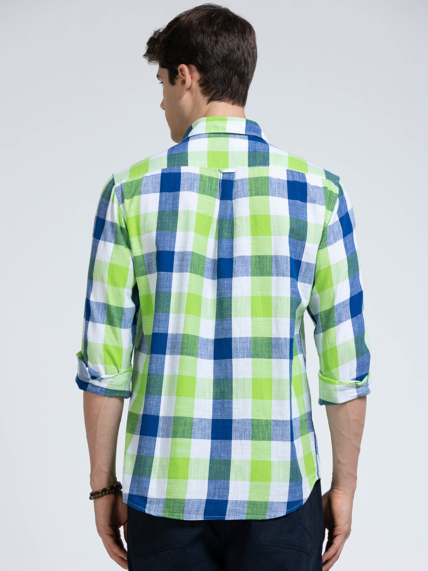 Men Capri Green Check Shirt