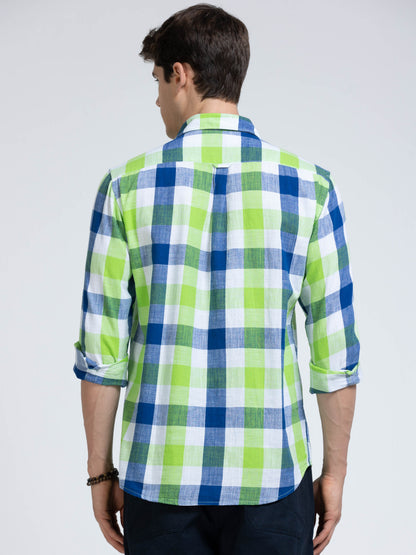Men Capri Green Check Shirt