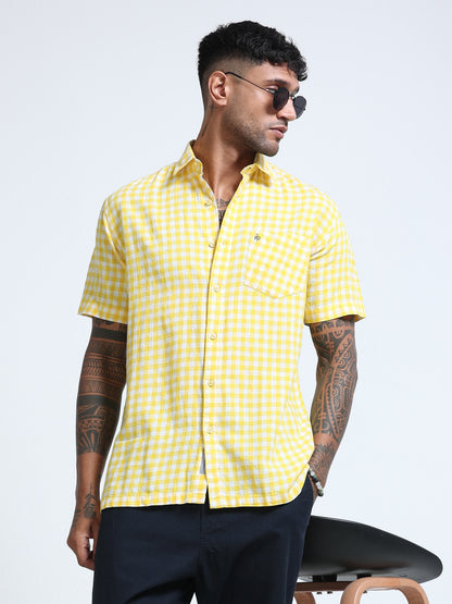 Lemon Zest Check Half Sleeve Shirt