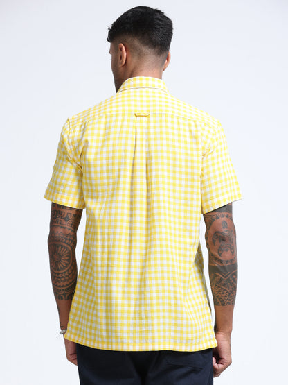 Lemon Zest Check Half Sleeve Shirt