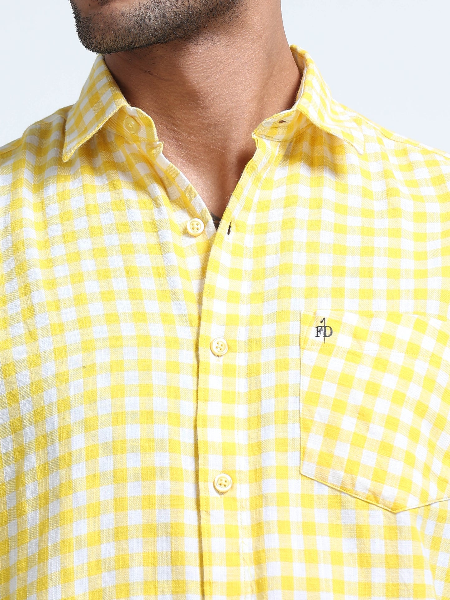 Lemon Zest Check Half Sleeve Shirt