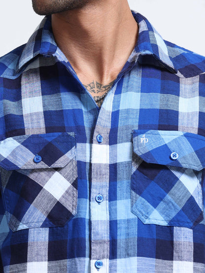 Blue street Check Double Pocket Shirt