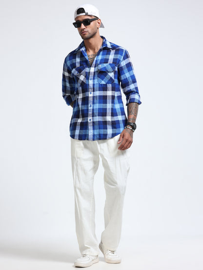 Blue street Check Double Pocket Shirt