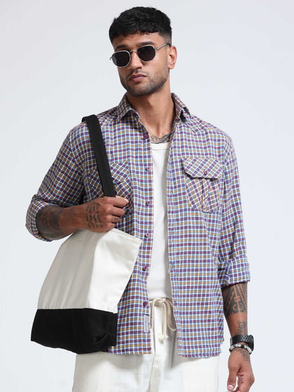 Blue Ember Check Double Pocket Shirt