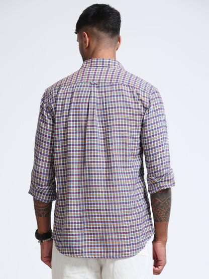 Blue Ember Check Double Pocket Shirt