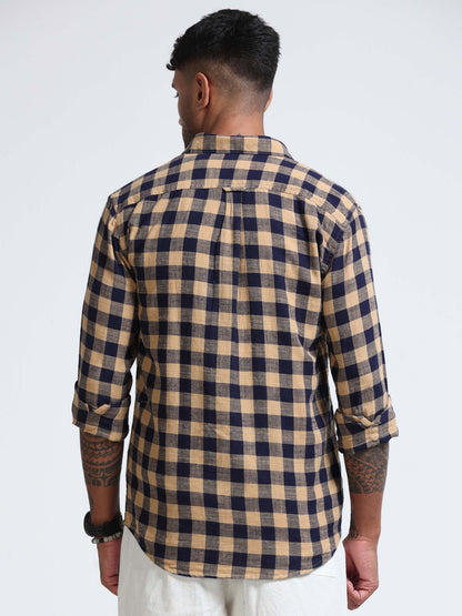 Desert Navy Check Double Pocket Shirt