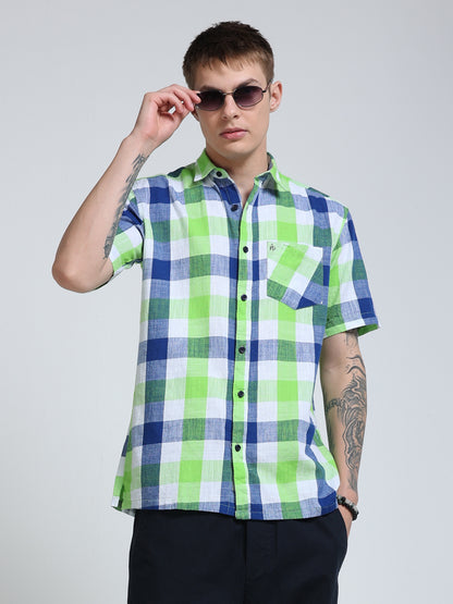 Capri Green Check Half Sleeve Shirt