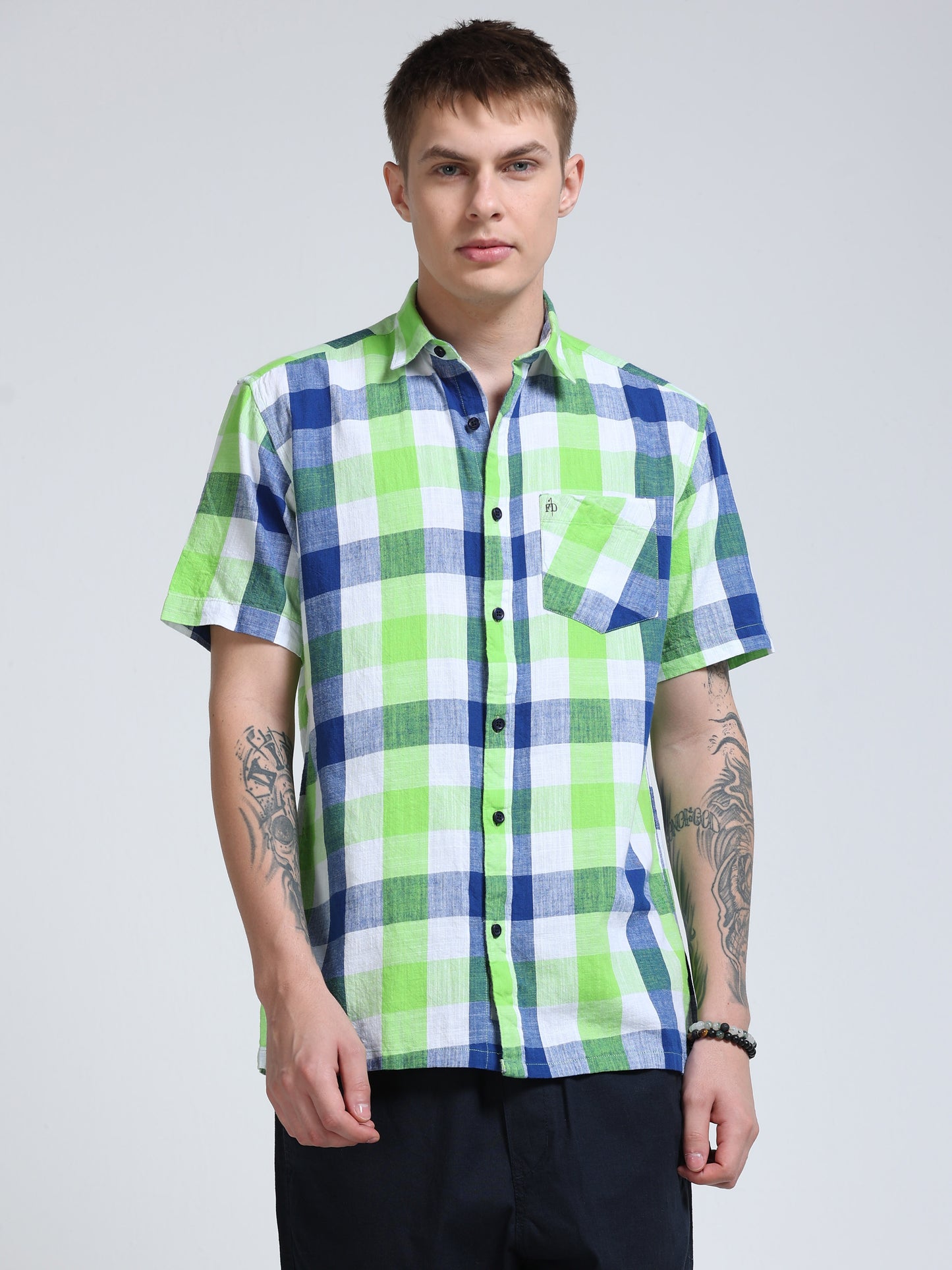 Capri Green Check Half Sleeve Shirt