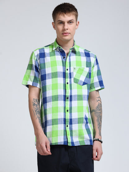 Capri Green Check Half Sleeve Shirt