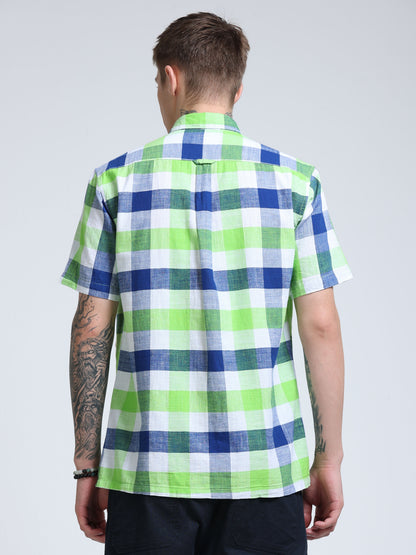 Capri Green Check Half Sleeve Shirt