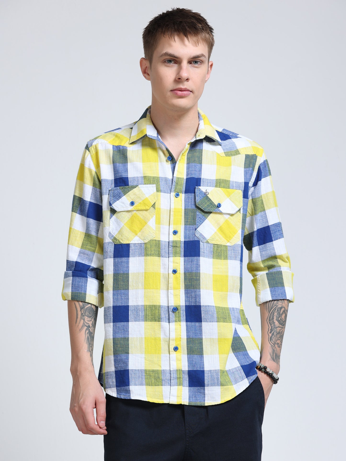 Coastal Grid Check Double Pocket Shirt