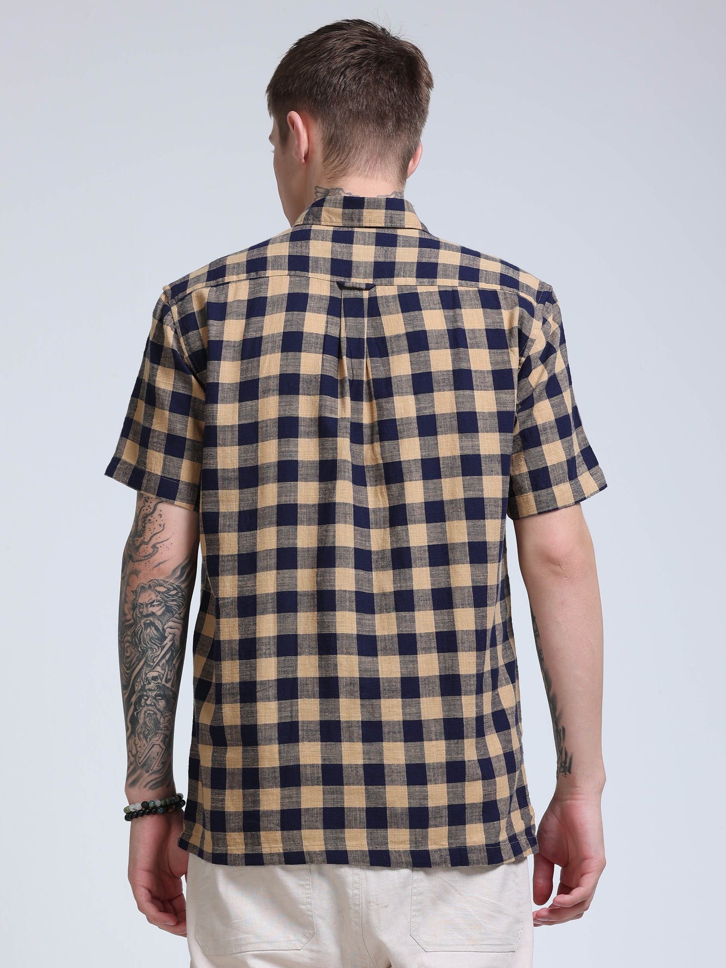 Desert Navy Check Half Sleeve Shirt
