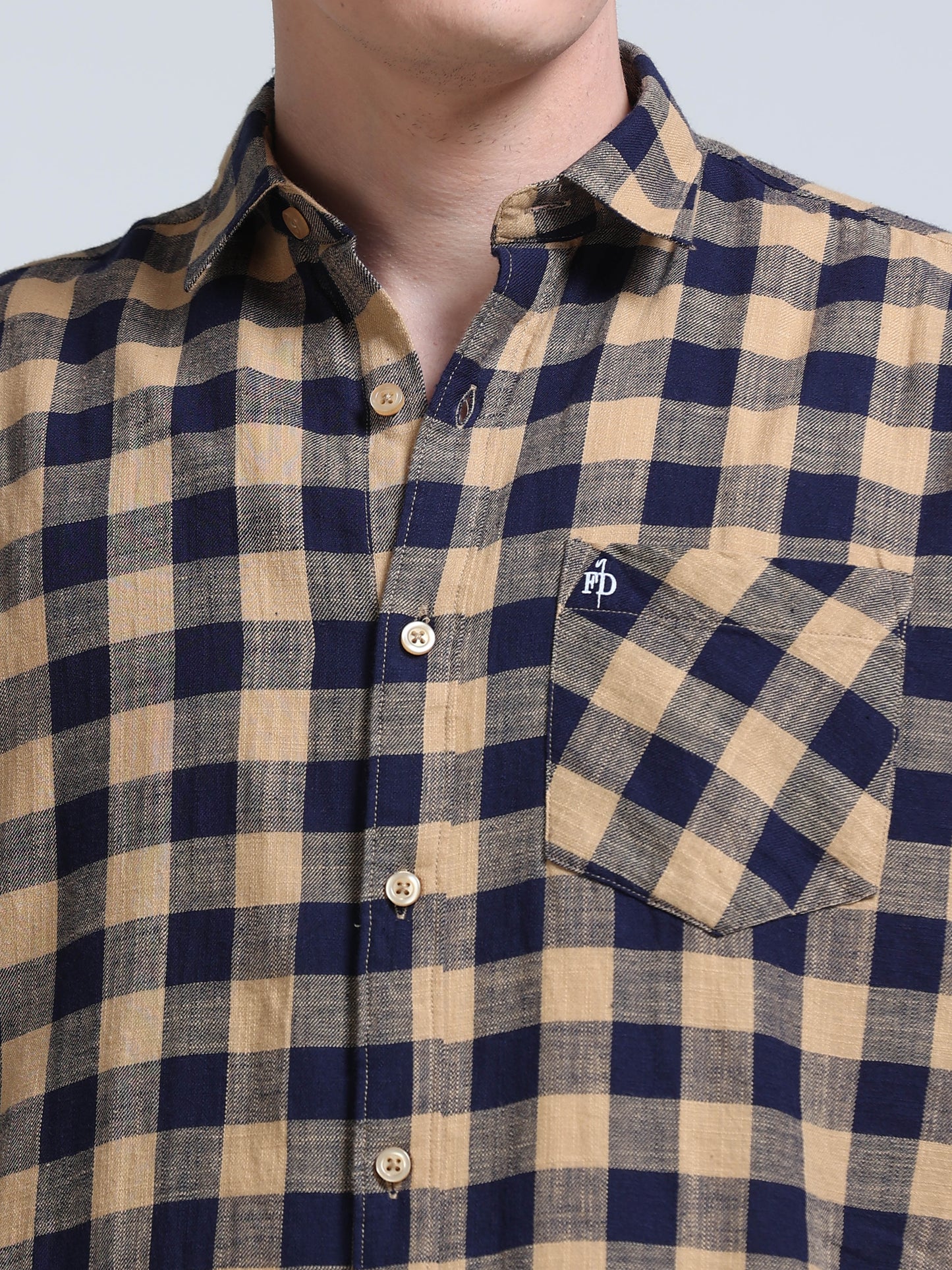 Desert Navy Check Half Sleeve Shirt