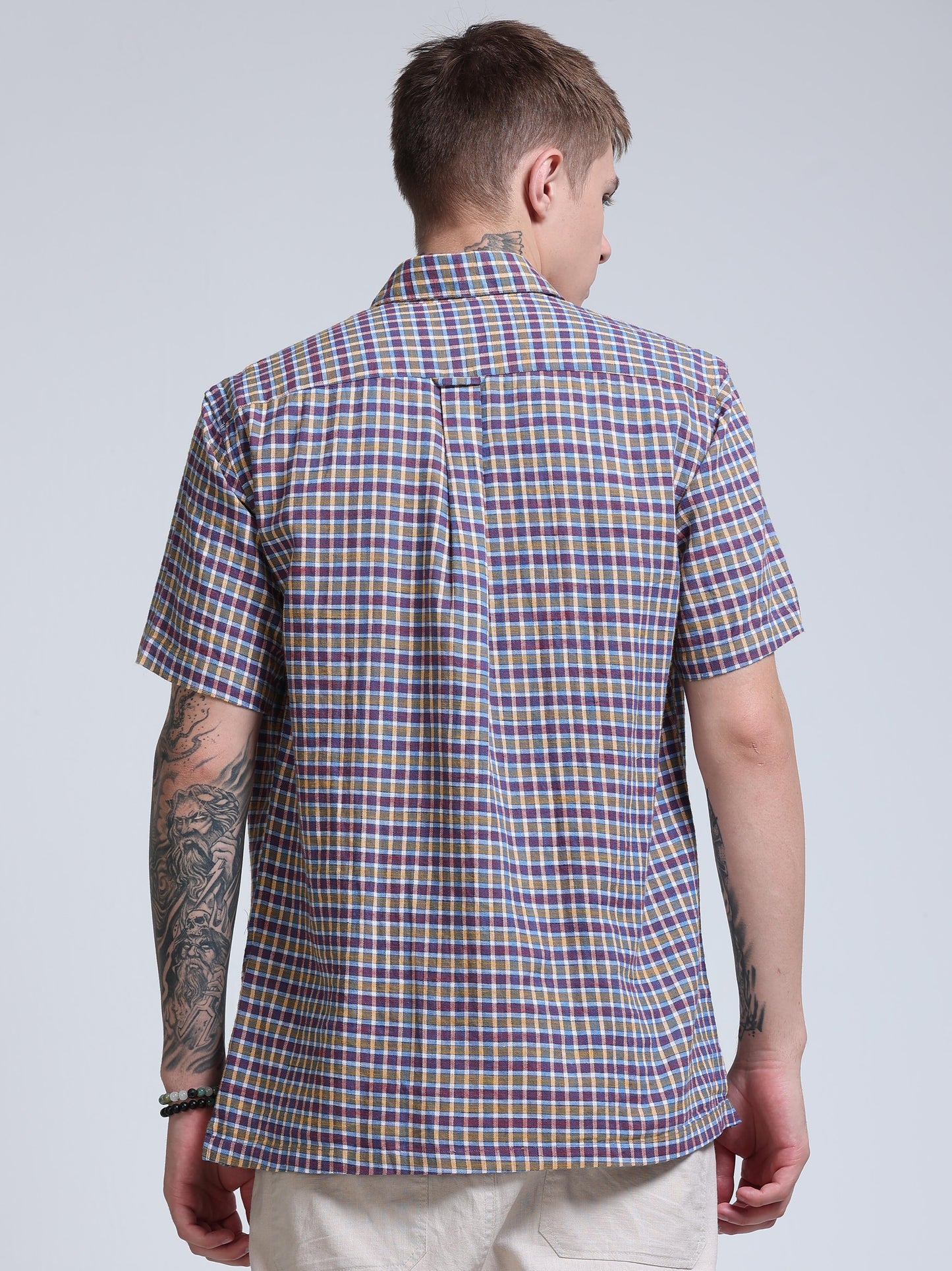 Blue Ember Check Half Sleeve Shirt