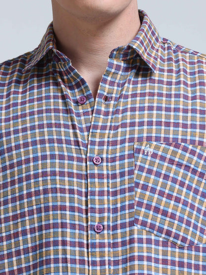 Blue Ember Check Half Sleeve Shirt